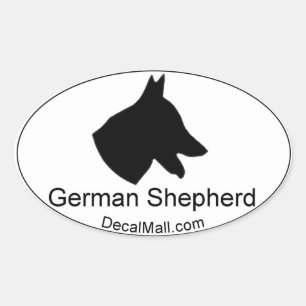 Window Decal zur Silhouette deutscher Hirten Ovaler Aufkleber