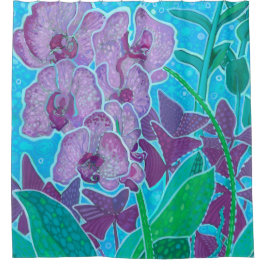 Window Garden Orchid Blume Blumenbemalung Duschvorhang
