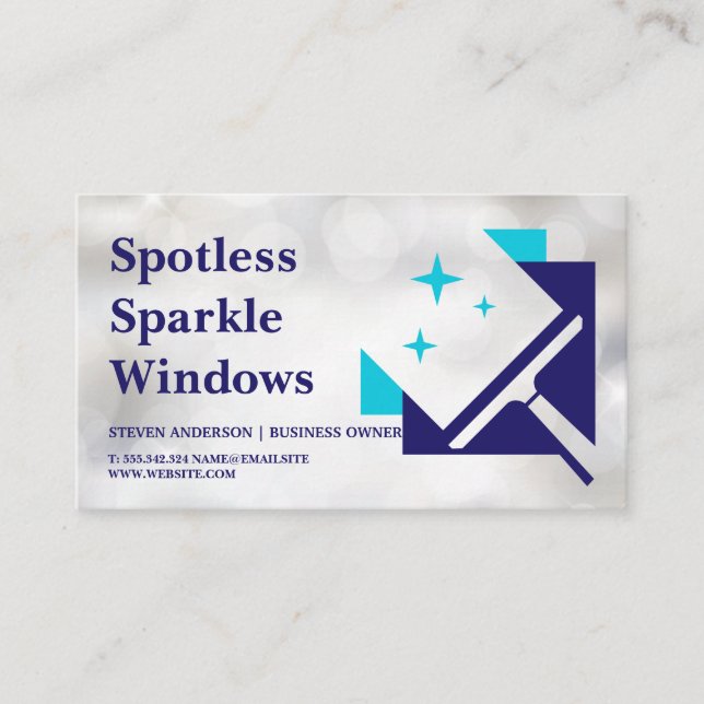 Window Squeegee Sparkle Clean Visitenkarte (Vorderseite)