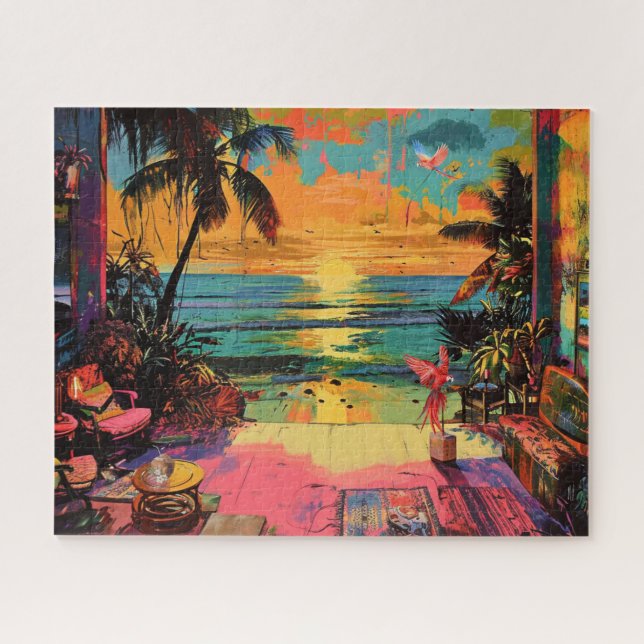 Window to Paradise - Pop am Strand Kunst, Dichtung Puzzle (Horizontal)