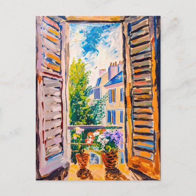 Window View on a cityscape. Painting Postkarte (Vorderseite)