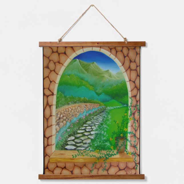 Window Wandteppich Mit Holzrahmen (Vorderseite)