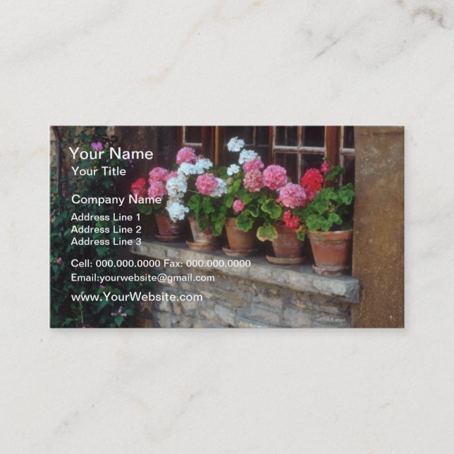 Windows in Perouges Blumen Visitenkarte (Vorderseite)