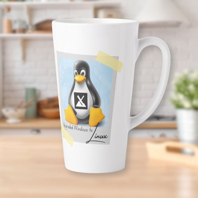 Windows MX Linux Tux aktualisiert Milchtasse (Upgraded Windows MX Linux Tux Latte Mug)
