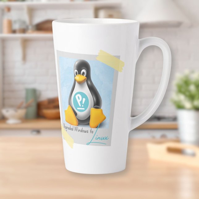 Windows PopOS Tux aktualisiert Milchtasse (Upgraded Windows PopOS Tux Latte Mug)