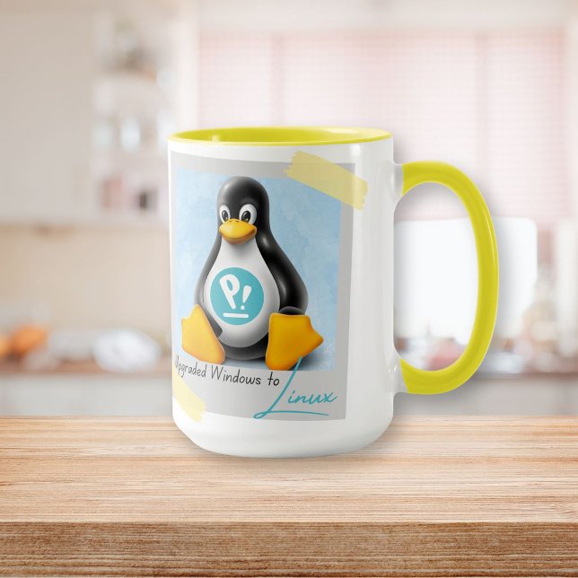 Windows PopOS Tux aktualisiert Tasse (Upgraded Windows PopOS Tux Mug)