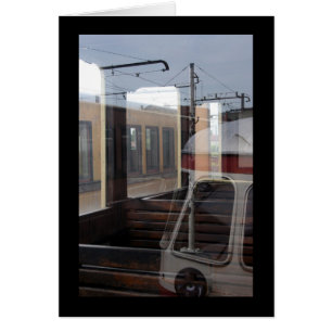 Windows Reflections of vintage Trains Rail Yard