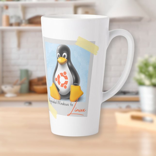 Windows Ubuntu Linux Tux aktualisiert Milchtasse (Upgraded Windows Ubuntu Linux Tux Latte Mug)