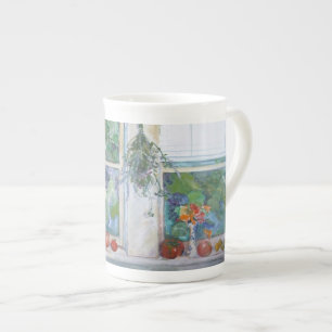 Windowsill Noch-Leben Knochen-China-Tasse Prozellantasse
