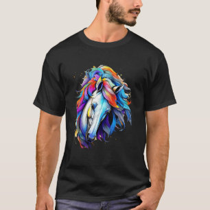 Windpferd-Portrait Abstrakte Stammeskunst Pferdeli T-Shirt
