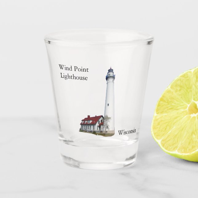 Windpunkt-Leuchtturmglas Schnapsglas (Vorderseite)
