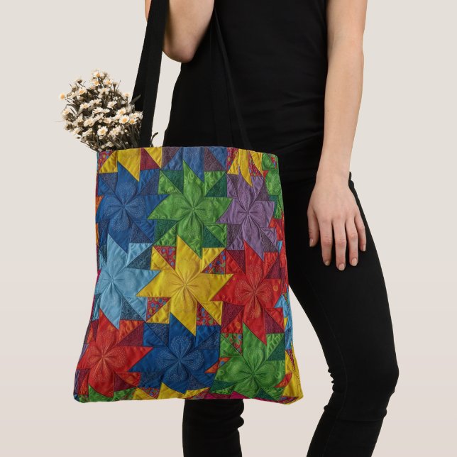 Windrad-Patchwork-Quilt-Muster (Von Nahem)
