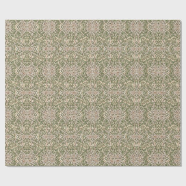 Windrush Olive Floral Vintage Geschenkpapier (Flach)