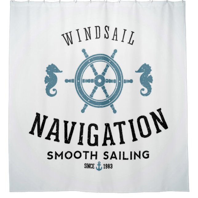 Windsail Navigations-Plakat Duschvorhang (Vorderseite)