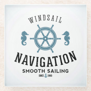 Windsail Navigations-Plakat Glasuntersetzer