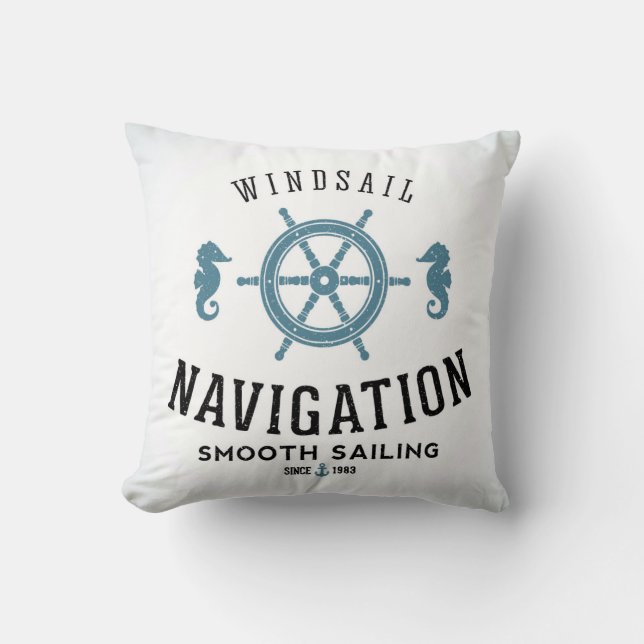 Windsail Navigations-Plakat Kissen (Vorderseite)