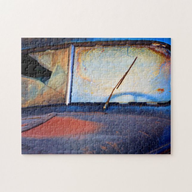 Windschutzscheibe eines alten rostigen Lastwagens Puzzle (Horizontal)
