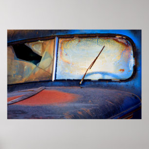 Windschutzscheibe eines alten rostigen LKW Poster