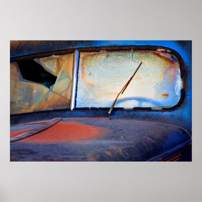 Windschutzscheibe eines alten rostigen LKW Poster (Vorne)