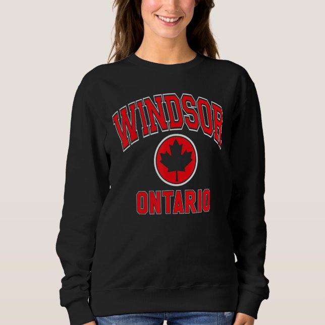 Windsor Canada Maple Leaf Circle Varsity Style Red Sweatshirt (Vorderseite)