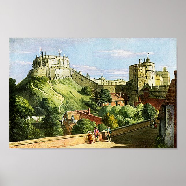 Windsor Castle Wasserfarben Malerei Fine Art Print Poster (Vorne)