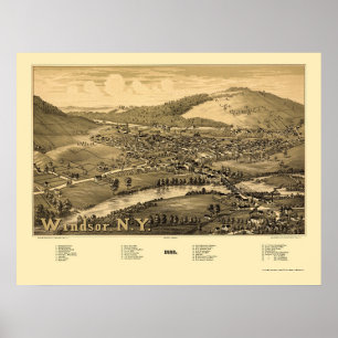 Windsor, NY Panoramic Map - 1887 Poster
