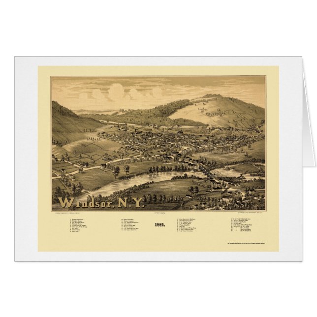 Windsor, NY panoramische Karte - 1887 (Vorderseite (Horizontal))