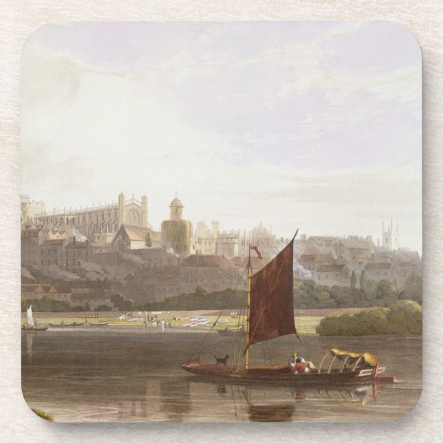 Windsor Schloss von der Fluss-Wiese auf der Themse Untersetzer (Vorderseite)