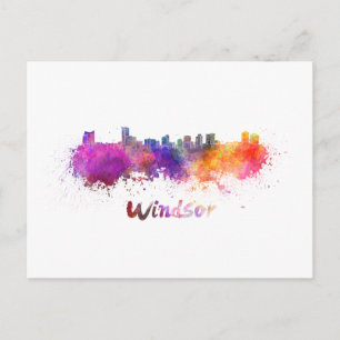 Windsor-Skyline in Aquarellfarbe Postkarte