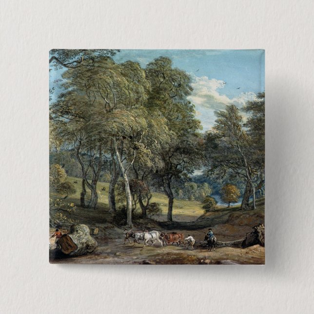Windsor Wald mit den Ochsen, die Bauholz, 1798 Button (Vorderseite)