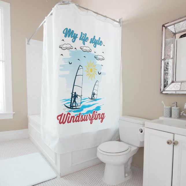 Windsurfen ist mein Lebensstil Duschvorhang (Beispiel)