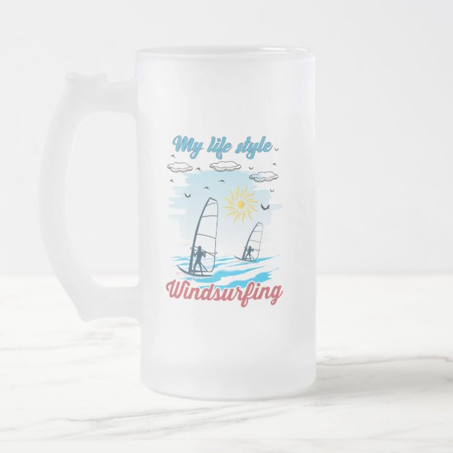 Windsurfen ist mein Lebensstil Mattglas Bierglas (Links)
