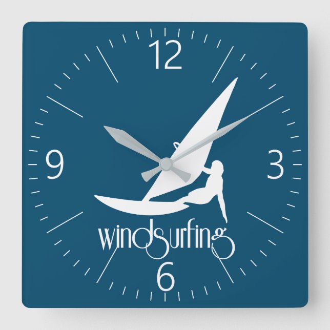 Windsurfen Quadratische Wanduhr (Vorderseite)