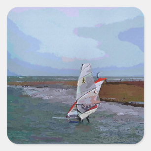 WINDSURFEN QUADRATISCHER AUFKLEBER