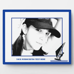 Windsurfer an Bord schwarz, blau Windsurfeigens Fotoplatte