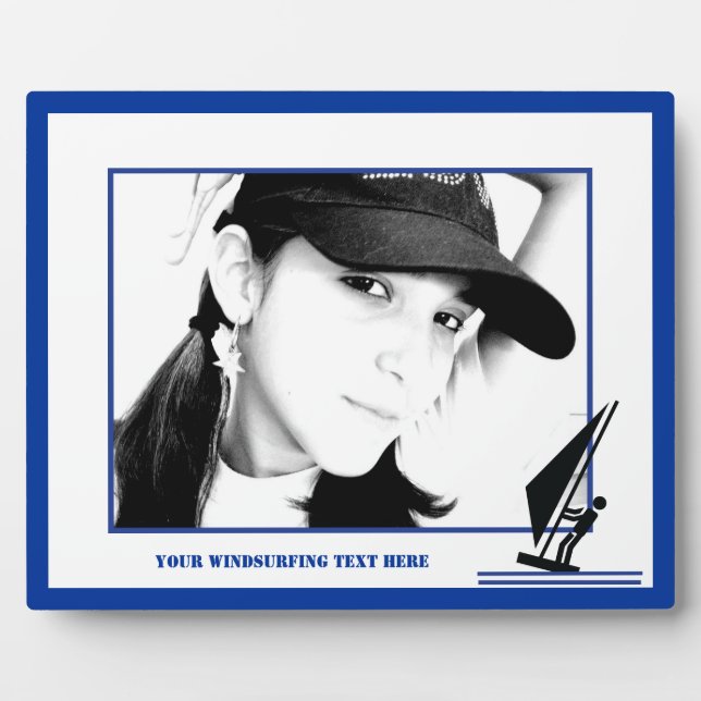 Windsurfer an Bord schwarz, blau Windsurfeigens Fotoplatte