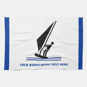 Windsurfer an Bord schwarz, blau Windsurfeigens Handtuch