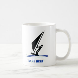 Windsurfer an Bord schwarz, blau Windsurfeigens Tasse