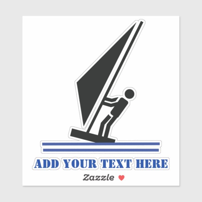 Windsurfer an Bord, schwarz und blau Aufkleber (Blatt)