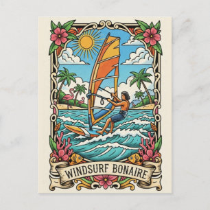Windsurfer in Bonaire Niederländische Karibik Postkarte