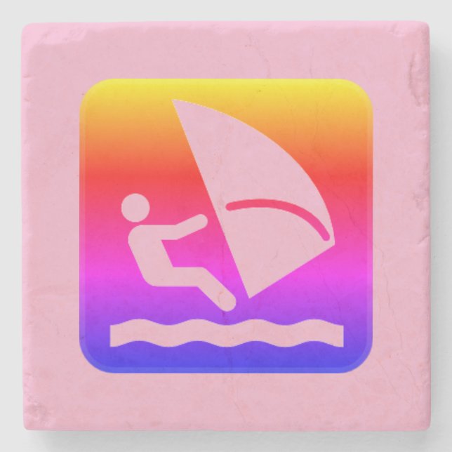 Windsurfer - Windsurfen Regenbogen Steinuntersetzer (Vorderseite)