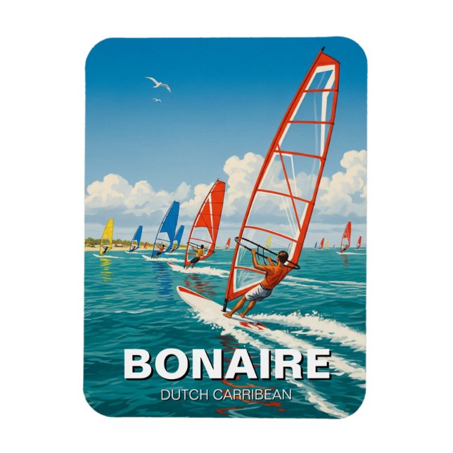 Windsurfers in Bonaire Dutch Caribbean Magnet (Vertikal)