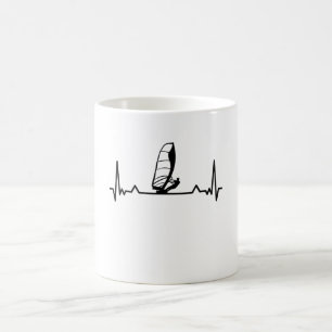 Windsurfing Heartbeat Line Funny Gifts Kaffeetasse