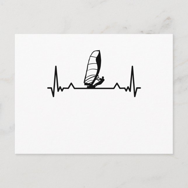 Windsurfing Heartbeat Line Funny Gifts Postkarte (Vorderseite)