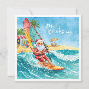 Windsurfing-Santa-Strand-Weihnachtskarte Feiertagskarte