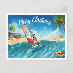 Windsurfing-Santa-Strand-Weihnachtskarte Feiertagspostkarte
