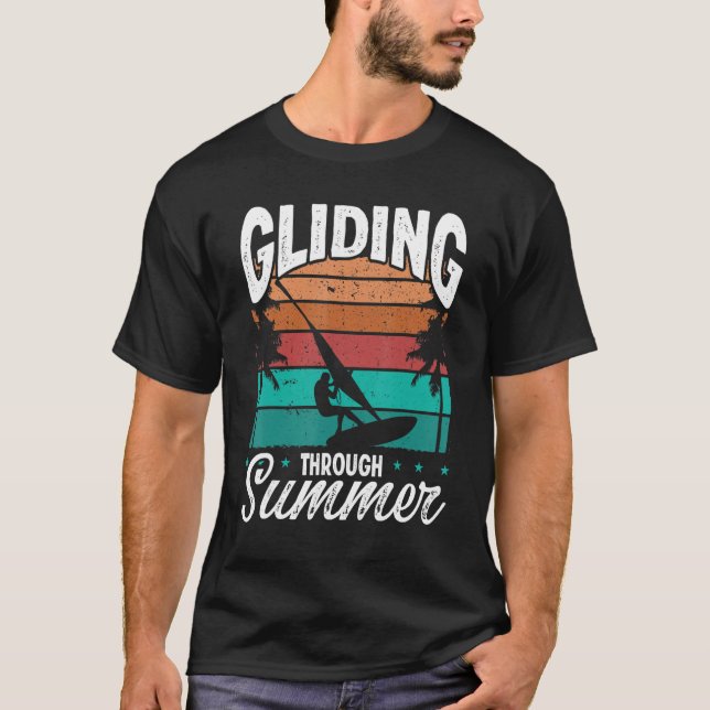 Windsurfing Vintage Board Gliding Summer Windsurfe T-Shirt (Vorderseite)