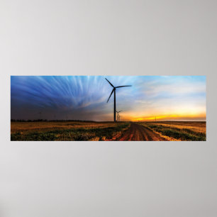 Windturbine Sunset Poster