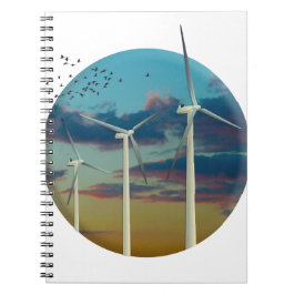 Windturbinen bemalt Sky Notizblock