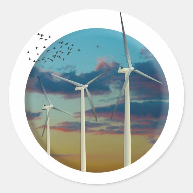Windturbinen bemalt Sky Runder Aufkleber (Vorderseite)